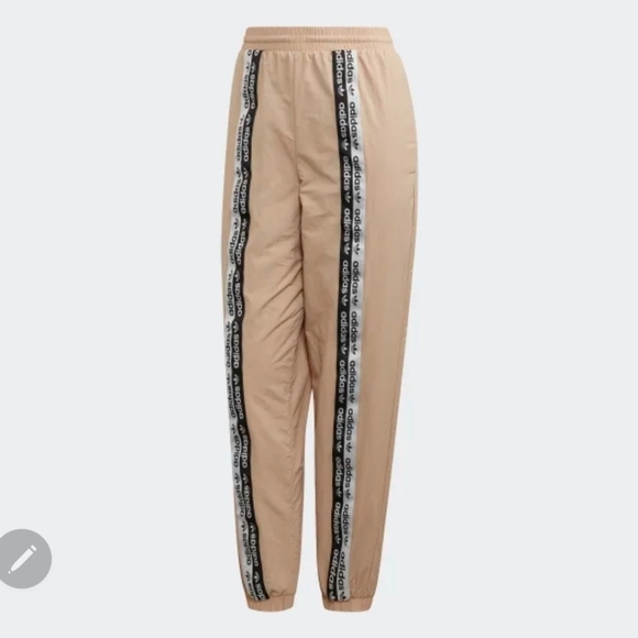 Adidas Ryv Taping Track Pants Blush Tapered Baggy 90s Retro Logo voluminous - Picture 7 of 13